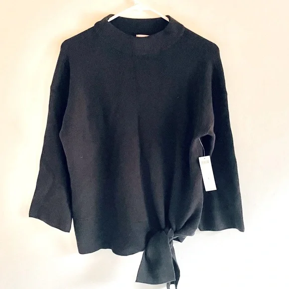 Chico s Sweaters Chicos Cashmere Blend Black Tie Waist Sweater